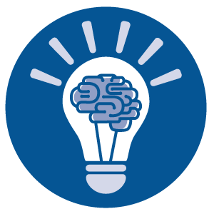 get inspired lightbulb with brain icon