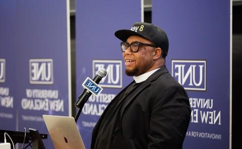 Rev. Lennox Yearwood, founder of the Hip Hop Caucus and keynote speaker at UNE's One-Night Teach-In on Climate and Justice